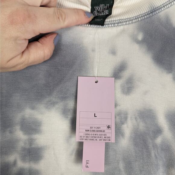 Wild Fable Gray‎ and White Tie Dyed Mock Neck Cropped Sweatshirt Size Large NWT - Picture 8 of 9